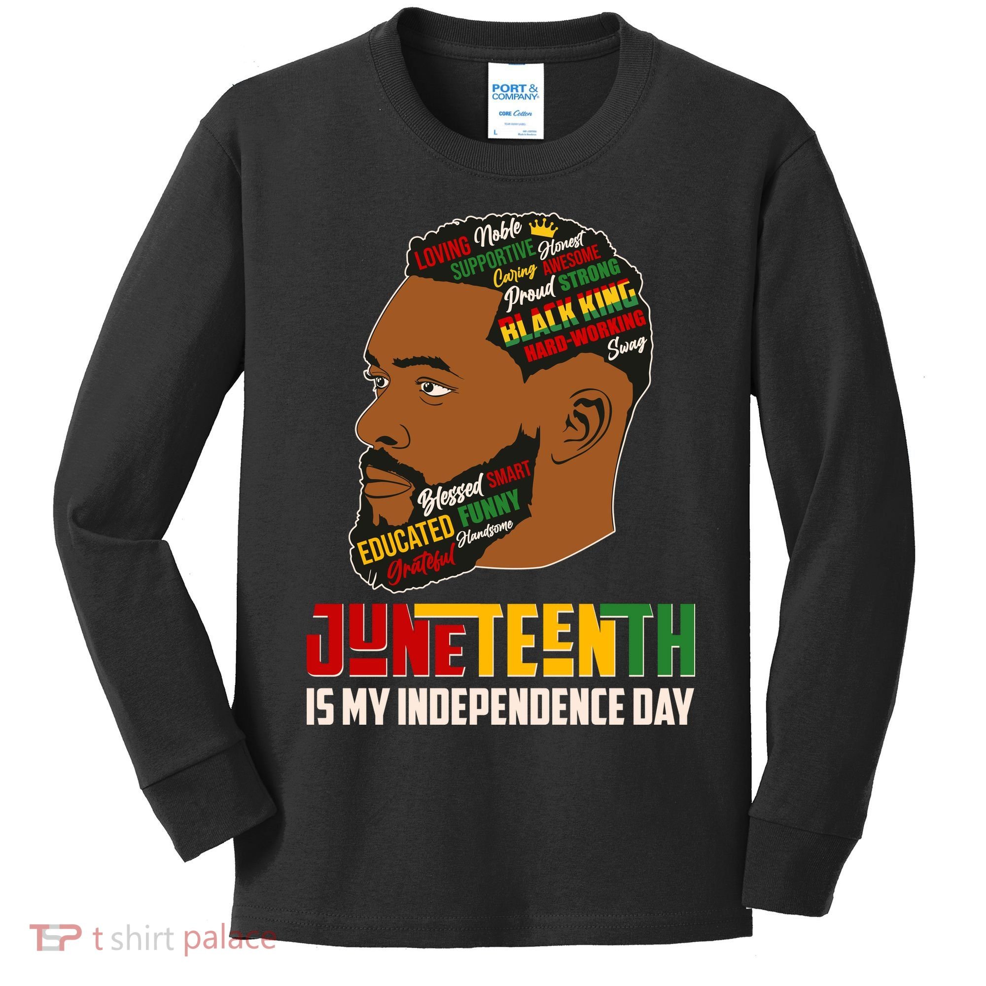 Father's Day Black King Juneteenth Is My Independence Day Kids Long Sleeve Shirt