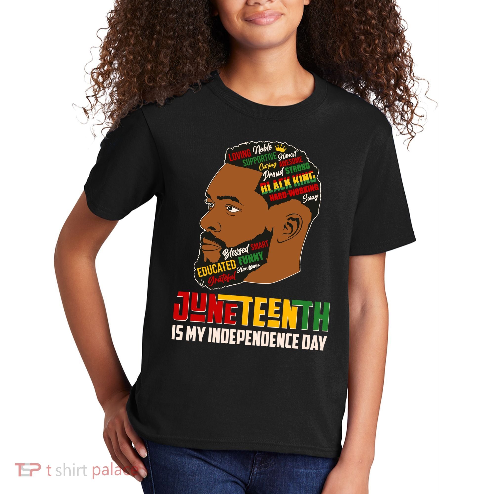 Father's Day Black King Juneteenth Is My Independence Day Kids T-Shirt