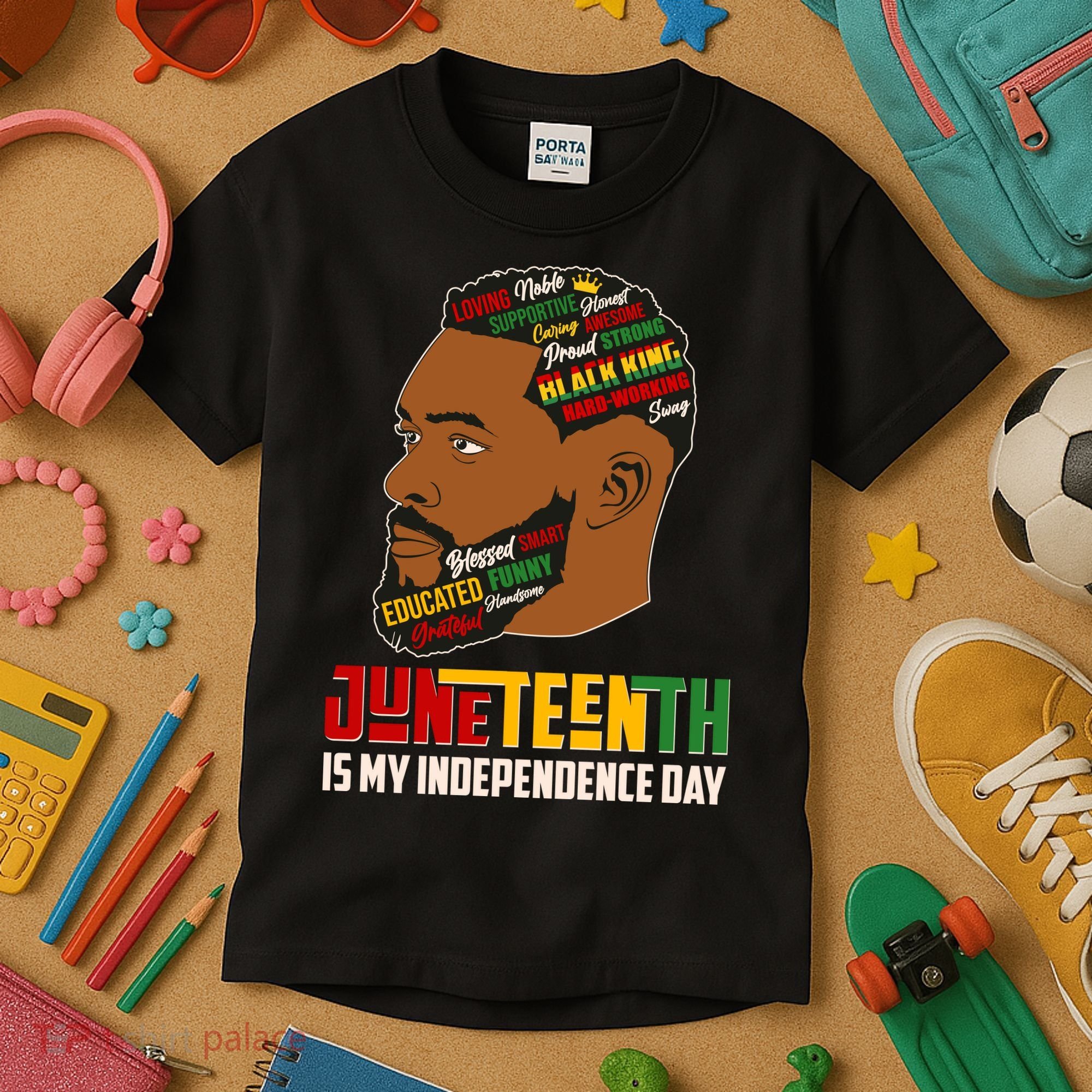 Father's Day Black King Juneteenth Is My Independence Day Kids T-Shirt