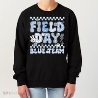 Field Day Blue Team Groovy Smile Face Checkered Students Women's Sweatshirt thumb 0