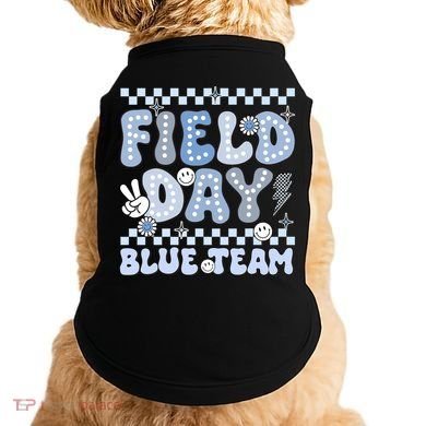 Field Day Blue Team Groovy Smile Face Checkered Students Doggie Tank