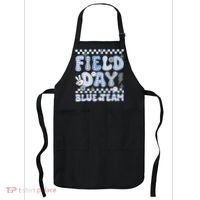 Field Day Blue Team Groovy Smile Face Checkered Students Apron thumb 0