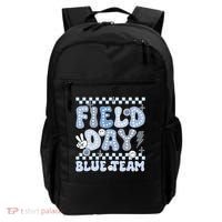Field Day Blue Team Groovy Smile Face Checkered Students Backpack thumb 0