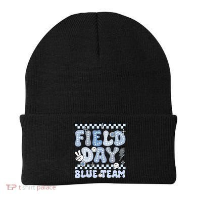Field Day Blue Team Groovy Smile Face Checkered Students Beanie