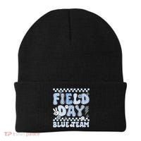 Field Day Blue Team Groovy Smile Face Checkered Students Beanie thumb 0