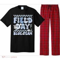 Field Day Blue Team Groovy Smile Face Checkered Students Pajama Set thumb 0