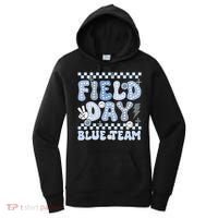 Field Day Blue Team Groovy Smile Face Checkered Students Women's Hoodie thumb 0