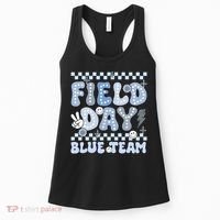Field Day Blue Team Groovy Smile Face Checkered Students Women's Tank Top thumb 0