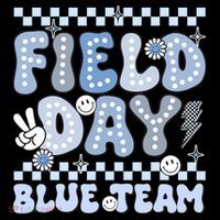 Field Day Blue Team Groovy Smile Face Checkered Students Toddler Hoodie thumb 2