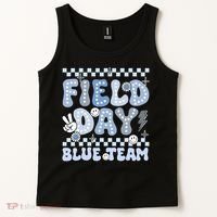 Field Day Blue Team Groovy Smile Face Checkered Students Tank Top thumb 2