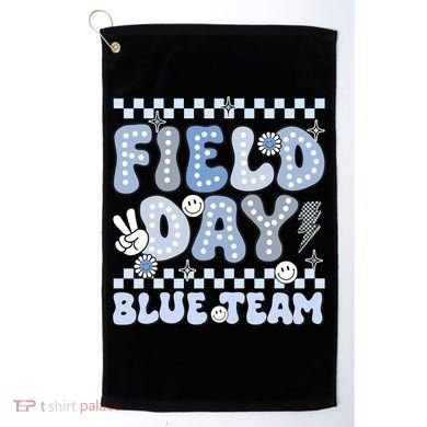 Field Day Blue Team Groovy Smile Face Checkered Students Golf Towel