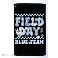 Field Day Blue Team Groovy Smile Face Checkered Students Golf Towel thumb 0