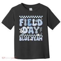 Field Day Blue Team Groovy Smile Face Checkered Students Toddler T-Shirt thumb 0