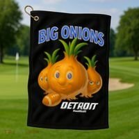 Funny Detroit Big Onions Football Golf Towel thumb 1