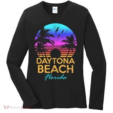 Florida Daytona Beach Sunset Vintage Women's Long Sleeve Shirt