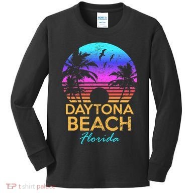 Florida Daytona Beach Sunset Vintage Kids Long Sleeve Shirt