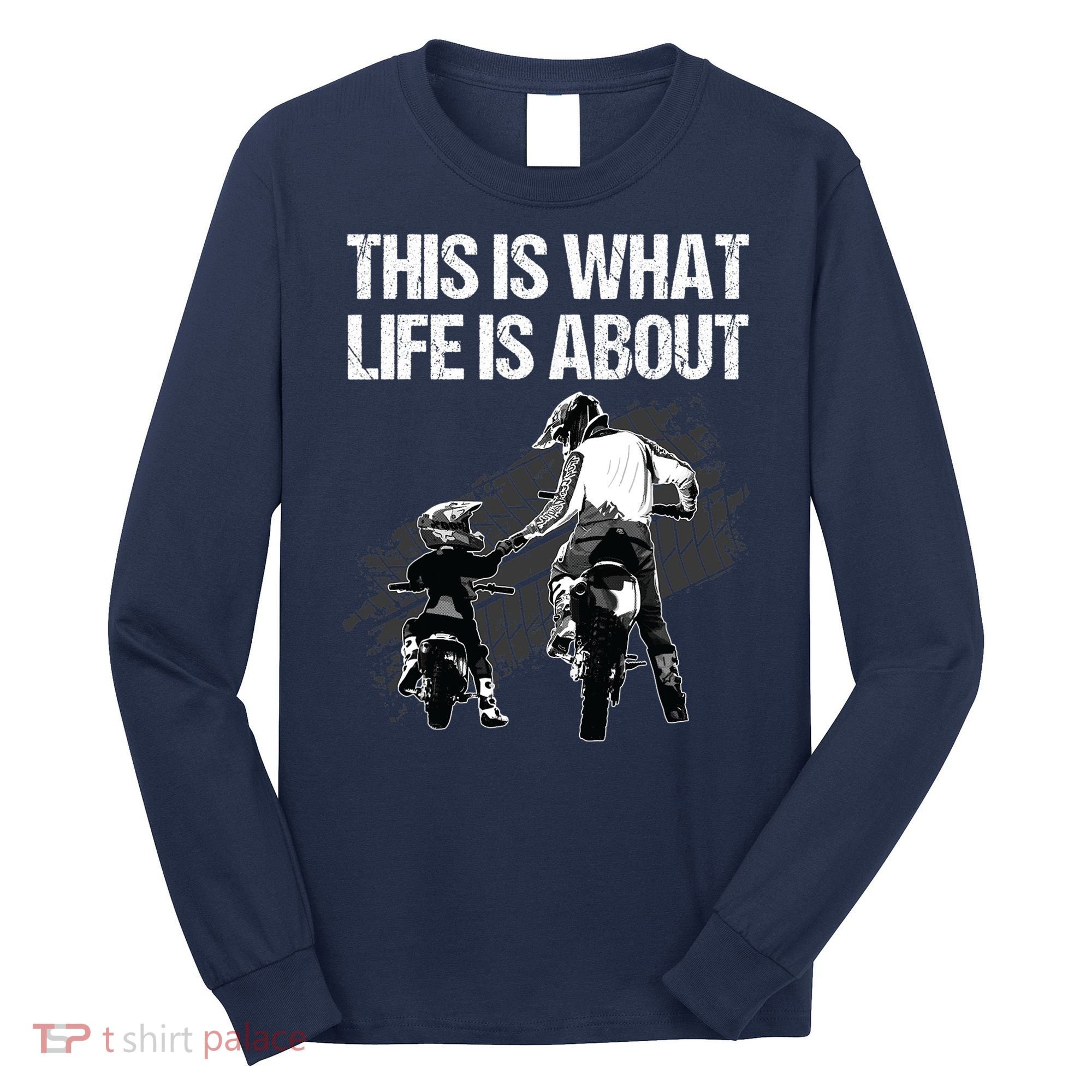 Funny Dirt Bike Art For Men Dad Boys Kid Motorcycle Lover Long Sleeve Shirt