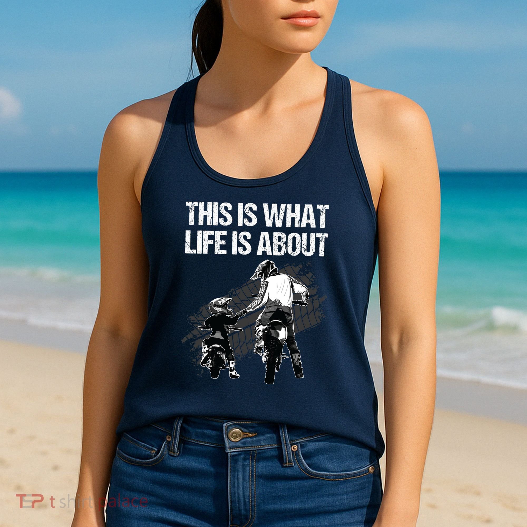 Funny Dirt Bike Art For Men Dad Boys Kid Motorcycle Lover Women's Tank Top