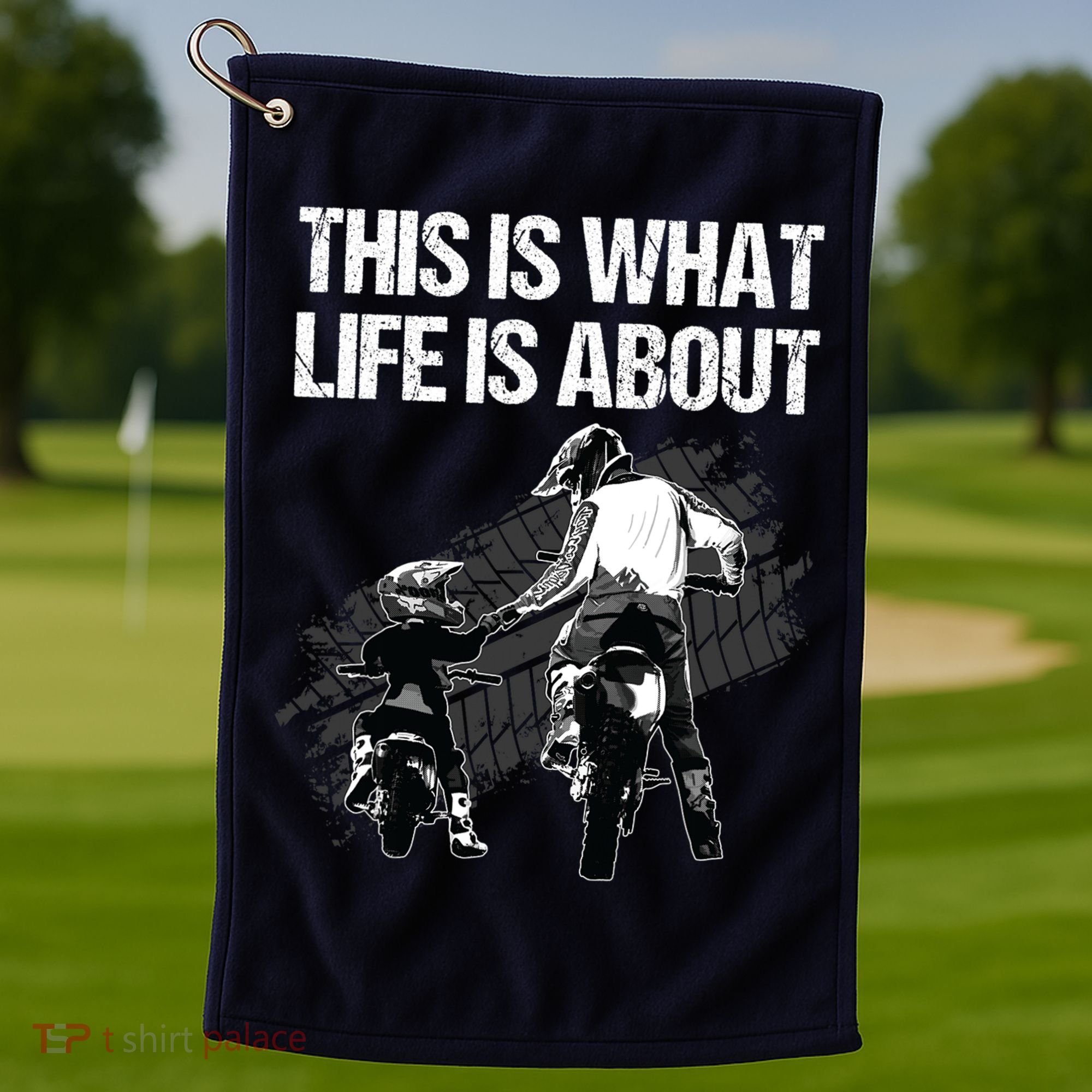Funny Dirt Bike Art For Men Dad Boys Kid Motorcycle Lover Golf Towel