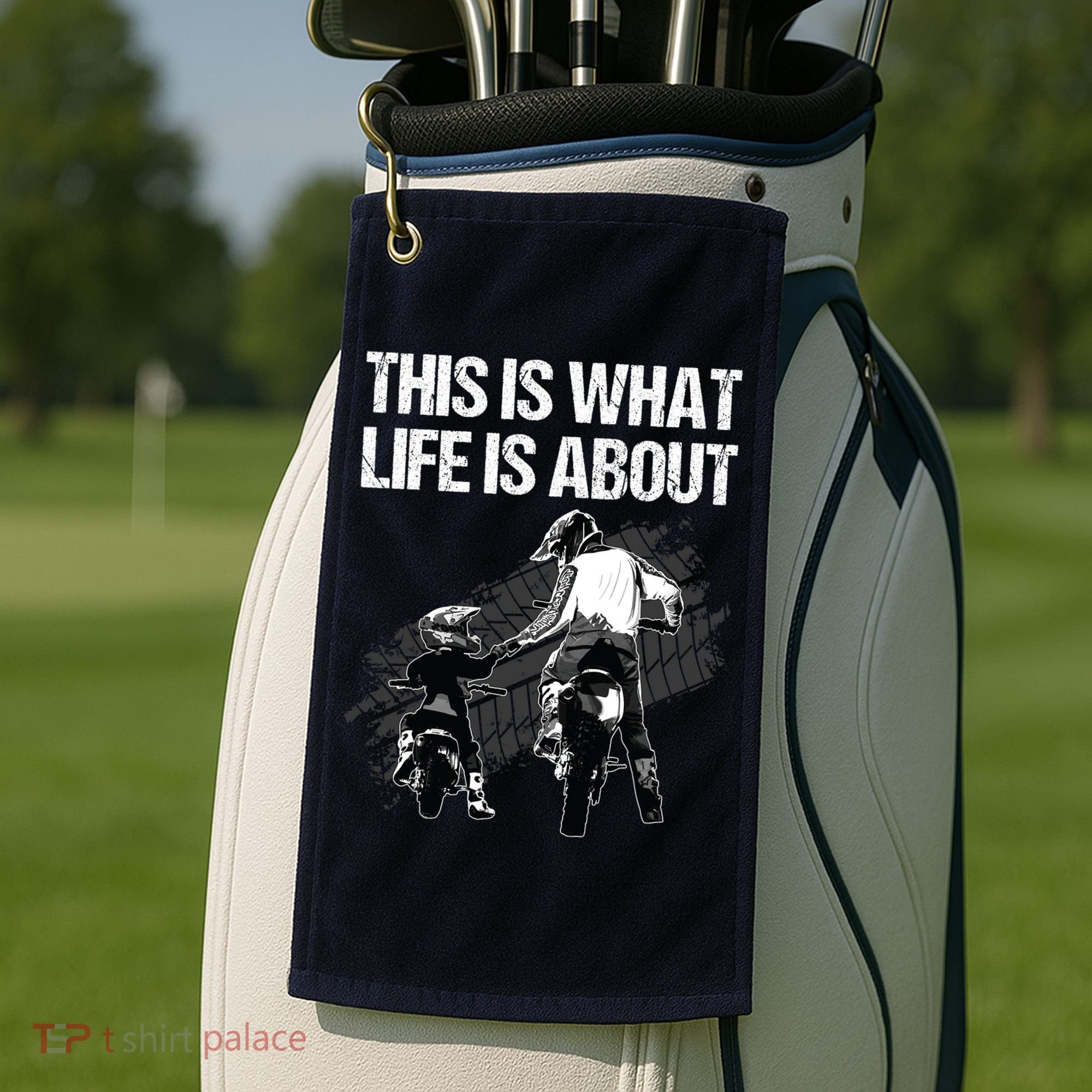 Funny Dirt Bike Art For Men Dad Boys Kid Motorcycle Lover Golf Towel