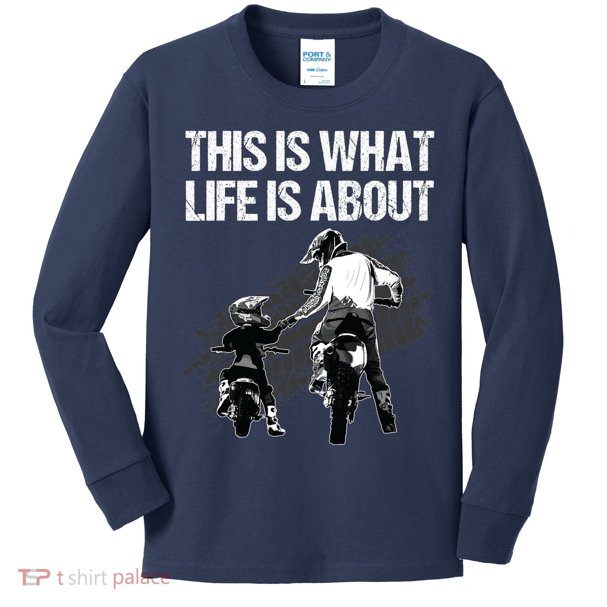 Funny Dirt Bike Art For Men Dad Boys Kid Motorcycle Lover Kids Long Sleeve Shirt