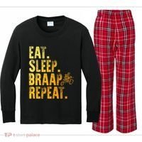 Funny Dirt Bike Art Motocross Biking Dirt Bike Kids Long Sleeve Plaid Pajama Set thumb 0