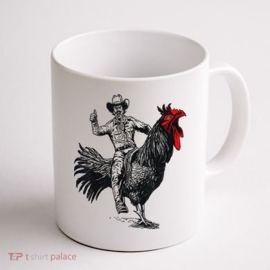 Funny Design Bachelorette Party Cool Cowboy Riding Chicken Coffee Mug back