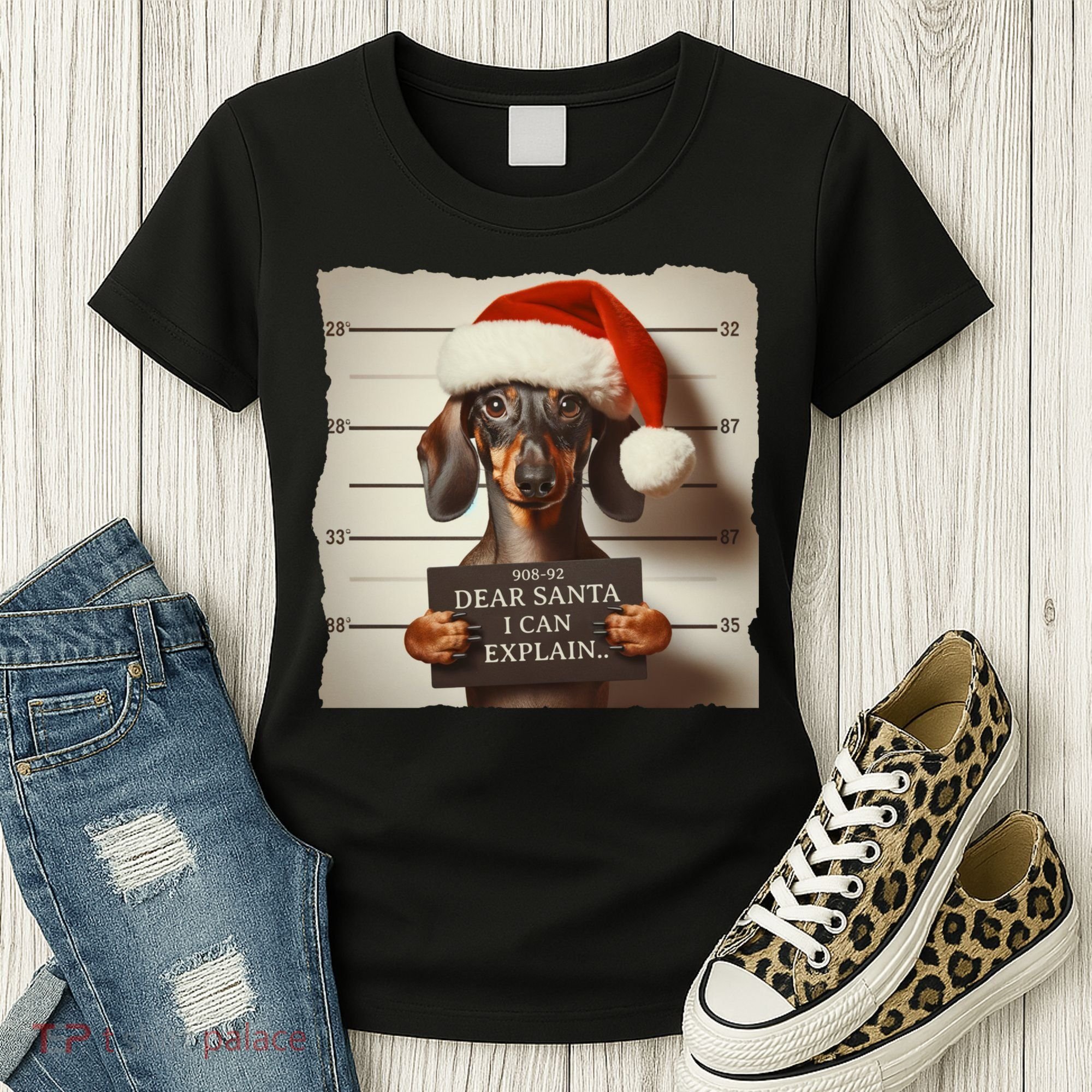 Funny Dachshund Christmas Dear Santa I Can Explain Weiner Women's T-Shirt