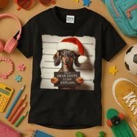 Funny Dachshund Christmas Dear Santa I Can Explain Weiner Kids T-Shirt thumb 3