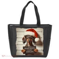 Funny Dachshund Christmas Dear Santa I Can Explain Weiner Tote Bag thumb 0