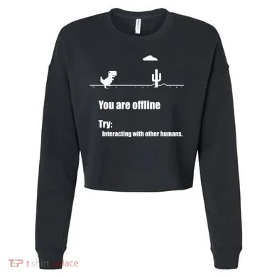 Funny Dinosaur Computer Design For Nerds, Geeks And Coder Cropped Pullover Crew