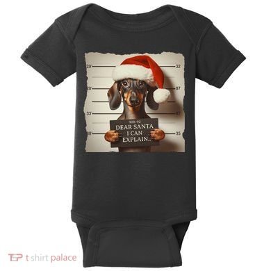 Funny Dachshund Christmas Dear Santa I Can Explain Weiner Baby Bodysuit