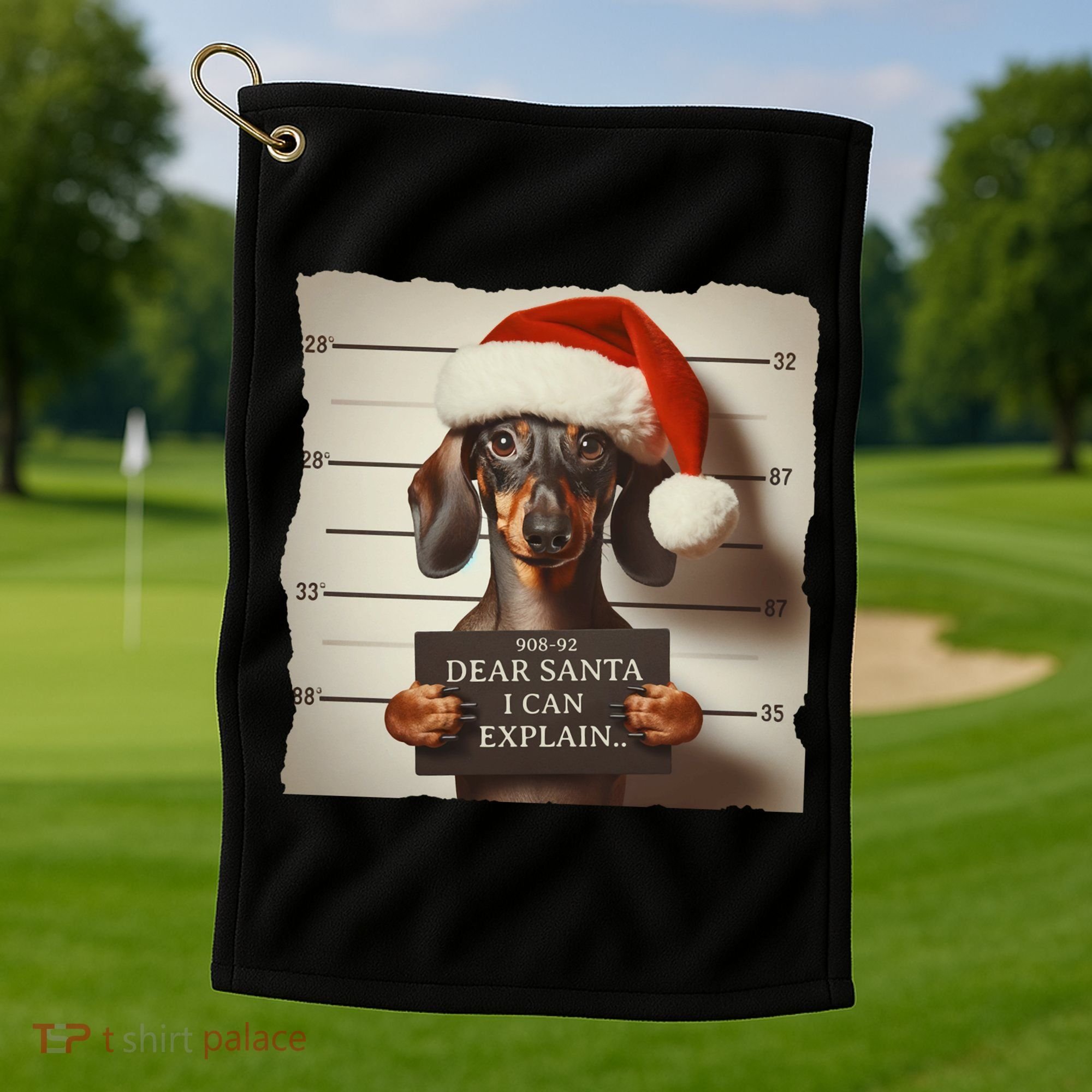 Funny Dachshund Christmas Dear Santa I Can Explain Weiner Golf Towel