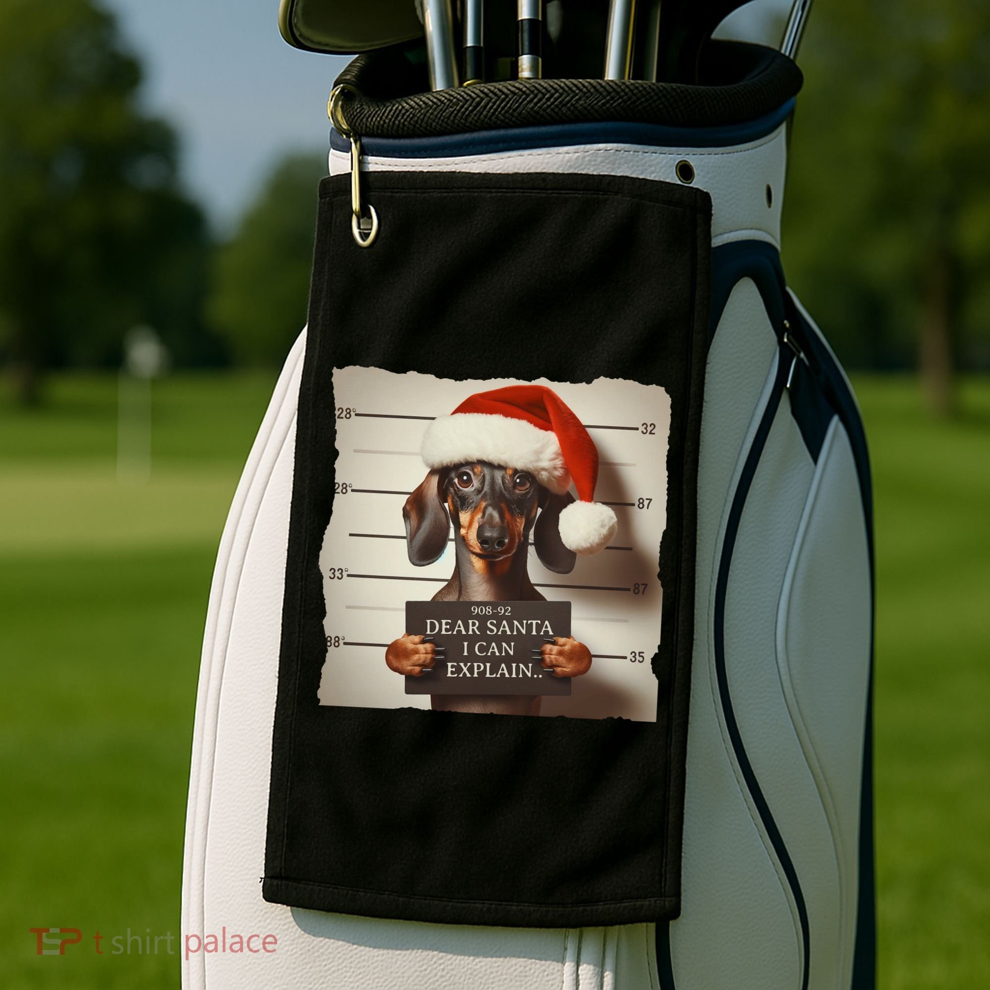 Funny Dachshund Christmas Dear Santa I Can Explain Weiner Golf Towel