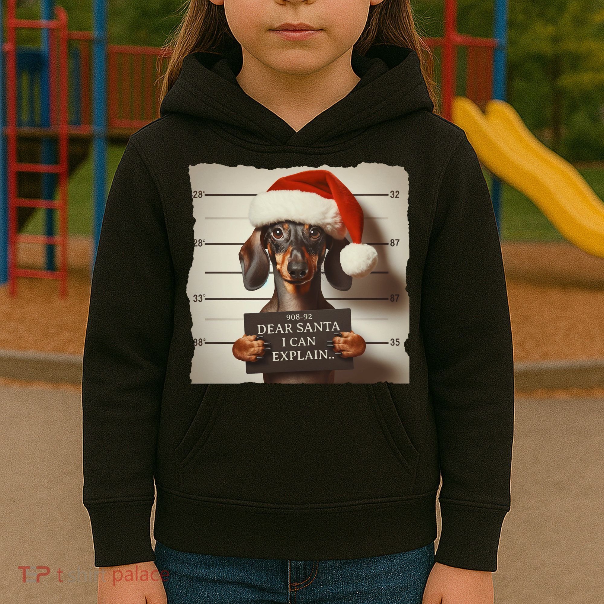 Funny Dachshund Christmas Dear Santa I Can Explain Weiner Kids Hoodie