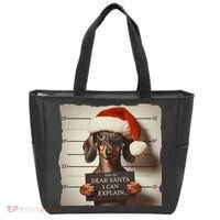 Funny Dachshund Christmas Dear Santa I Can Explain Weiner Tote Bag thumb 0