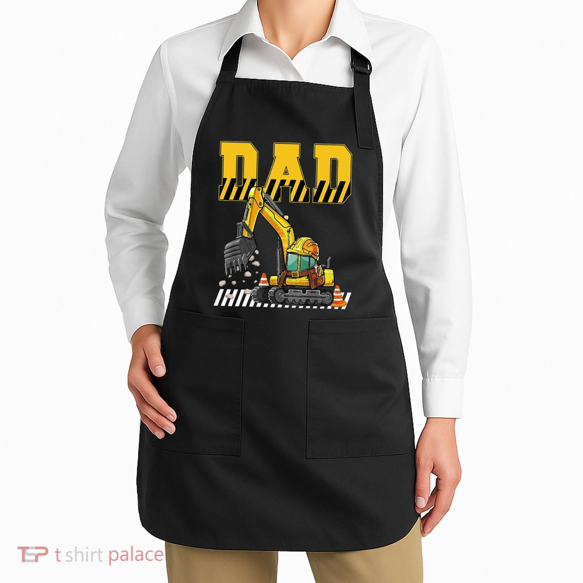 Funny Dad Construction Excavator Matching Family Apron
