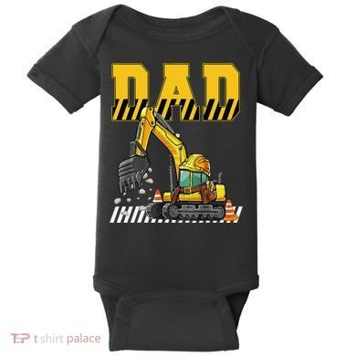 Funny Dad Construction Excavator Matching Family Baby Bodysuit