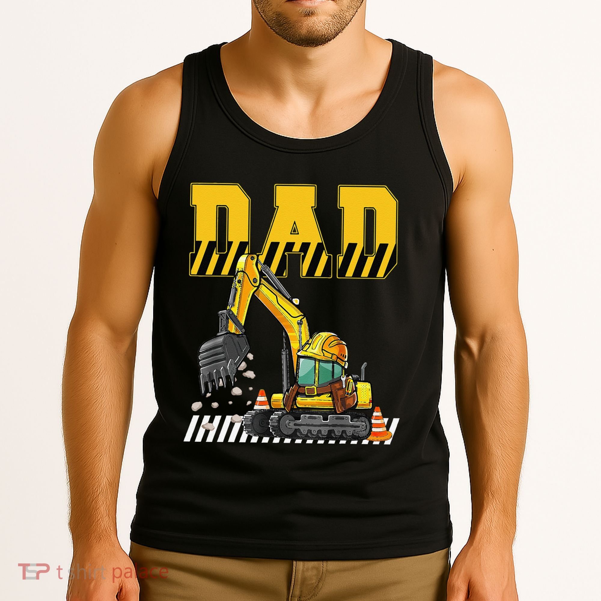Funny Dad Construction Excavator Matching Family Tank Top