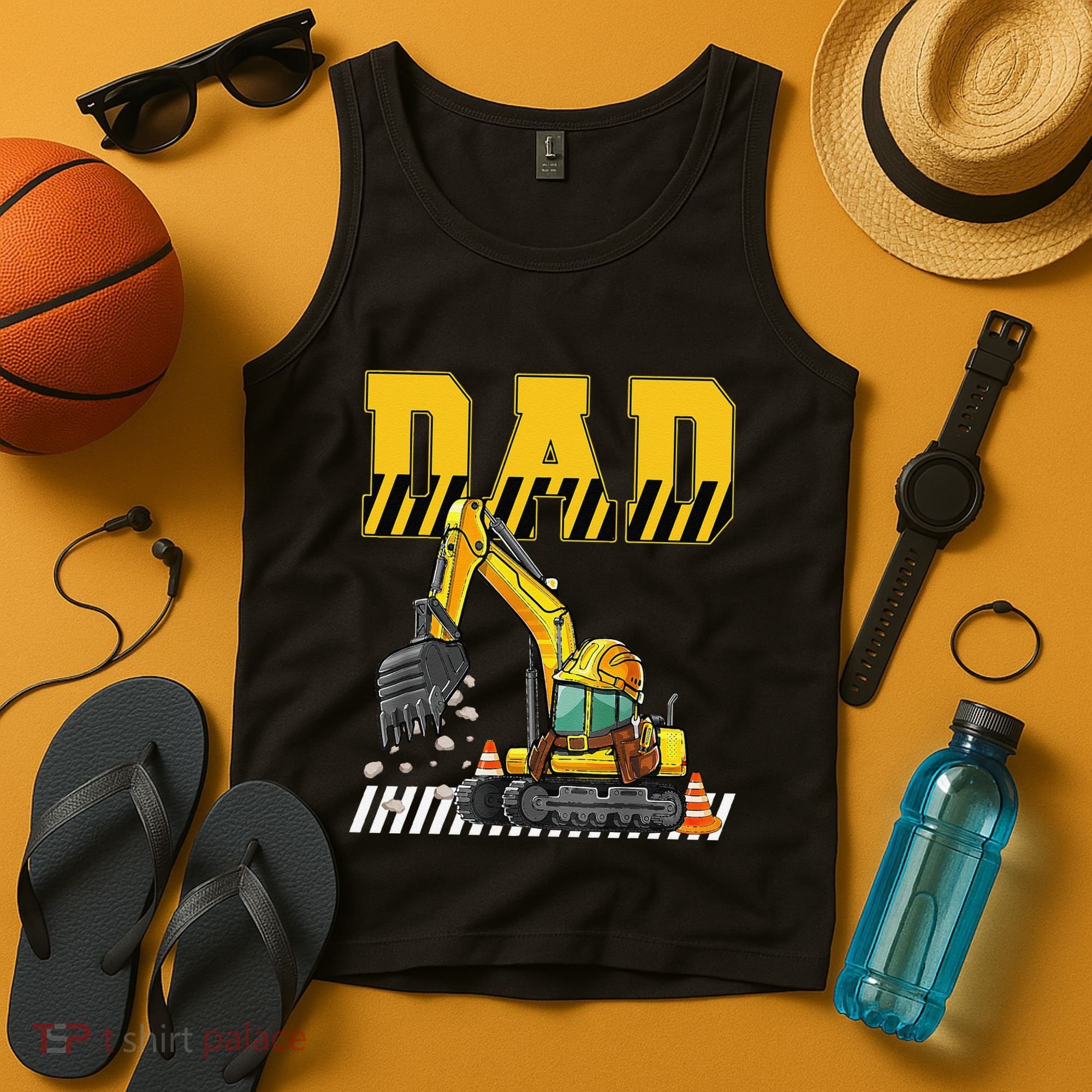 Funny Dad Construction Excavator Matching Family Tank Top
