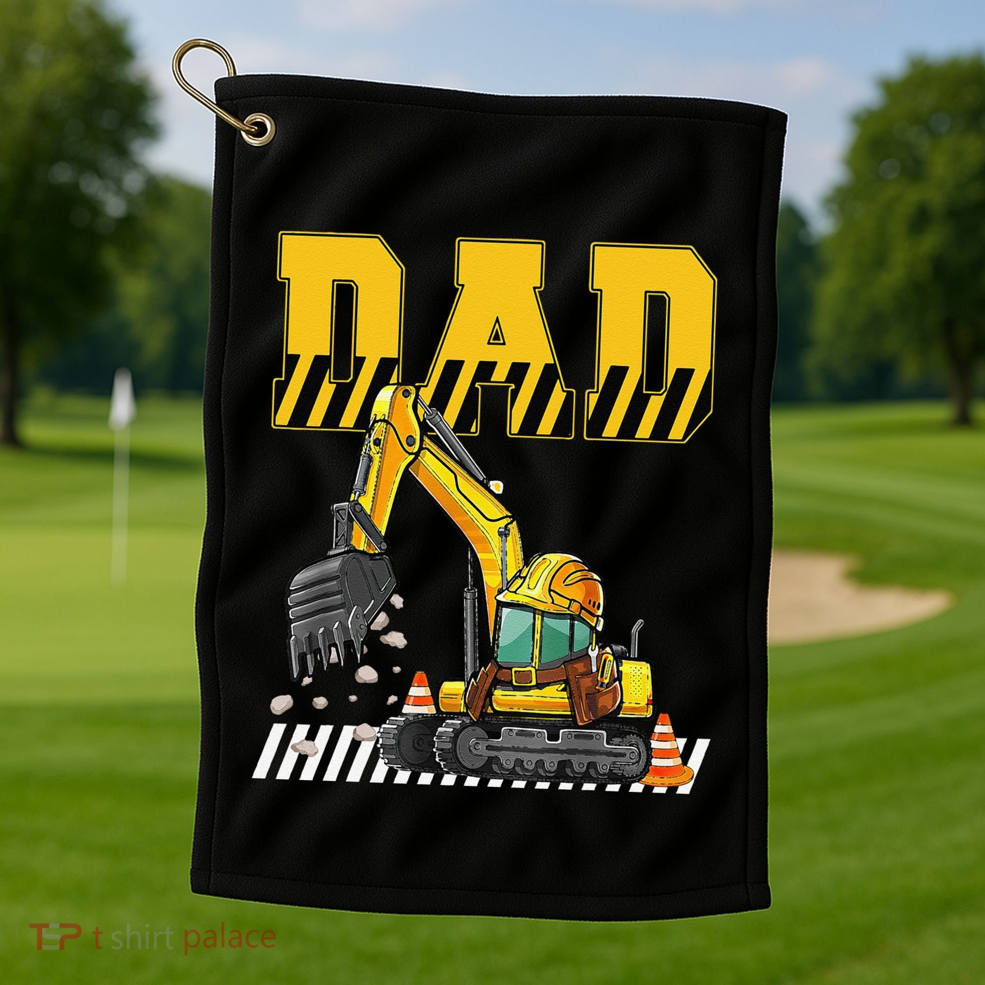 Funny Dad Construction Excavator Matching Family Golf Towel