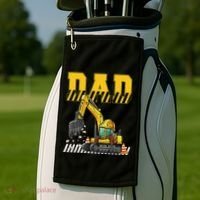 Funny Dad Construction Excavator Matching Family Golf Towel thumb 2
