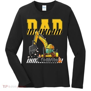 Funny Dad Construction Excavator Matching Family Women's Long Sleeve Shirt