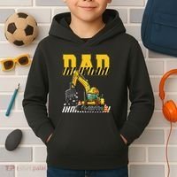 Funny Dad Construction Excavator Matching Family Kids Hoodie thumb 2