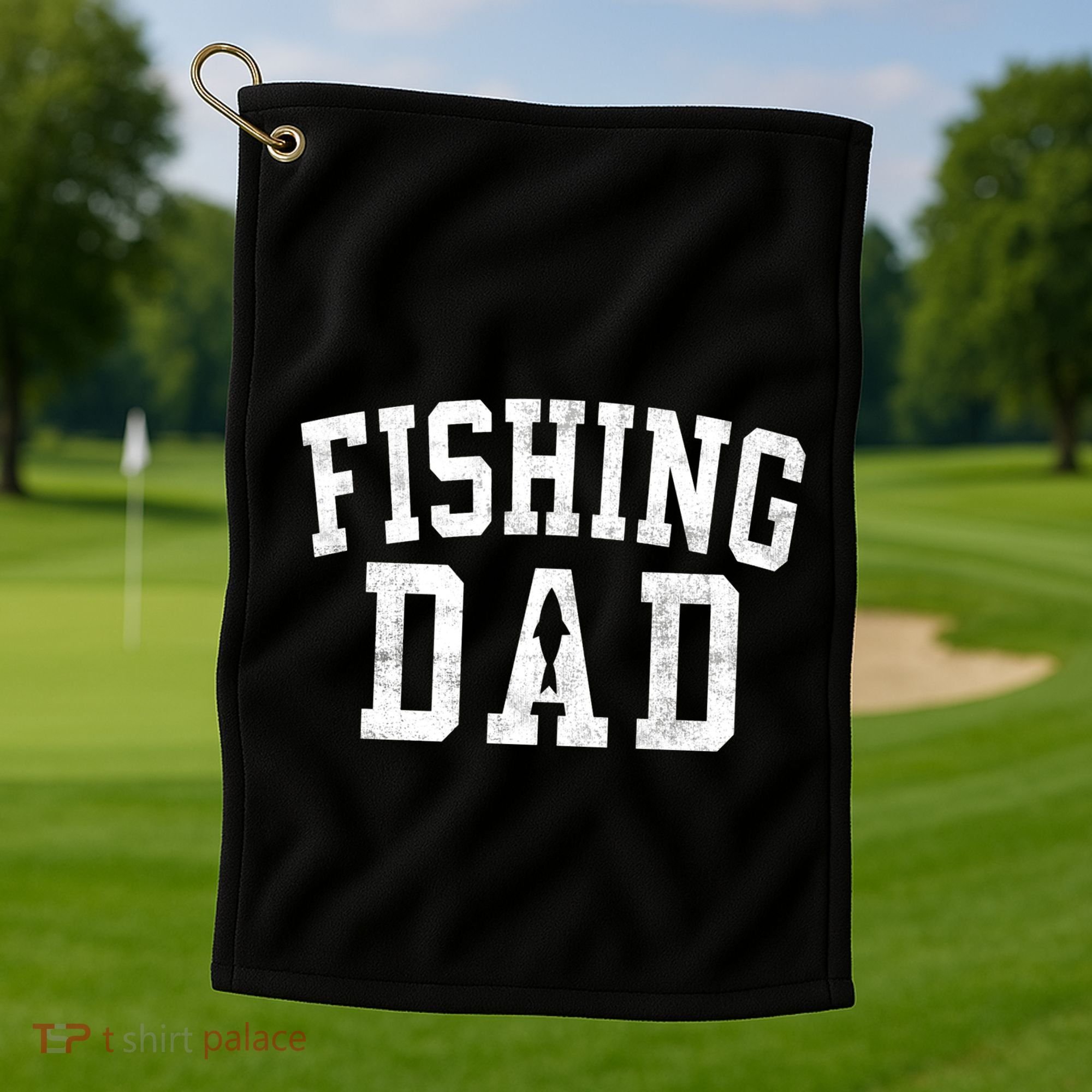 Fishing Dad Classic Bold Font FatherS Day Daddy Golf Towel