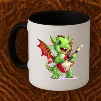 Fun Dragon Costume For Guitarists And Electric Guitar Lovers Coffee Mug thumb 2