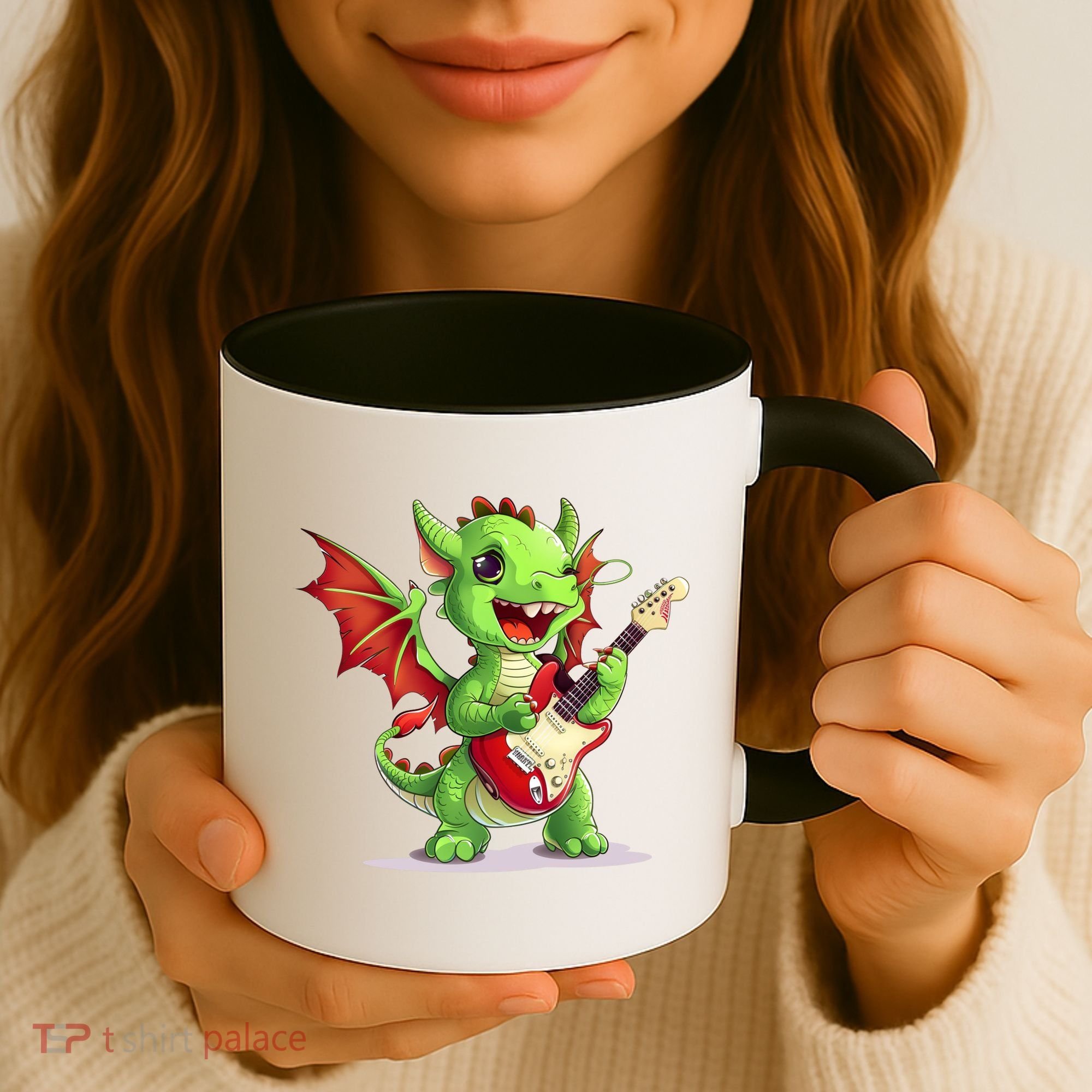 Fun Dragon Costume For Guitarists And Electric Guitar Lovers Coffee Mug