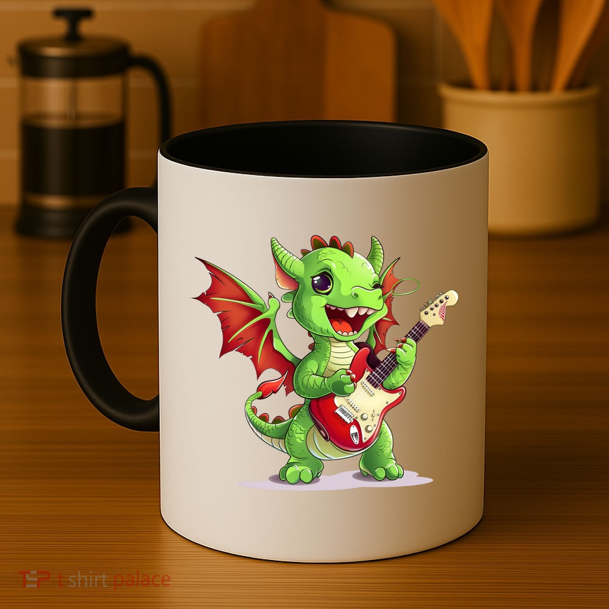 Fun Dragon Costume For Guitarists And Electric Guitar Lovers Coffee Mug