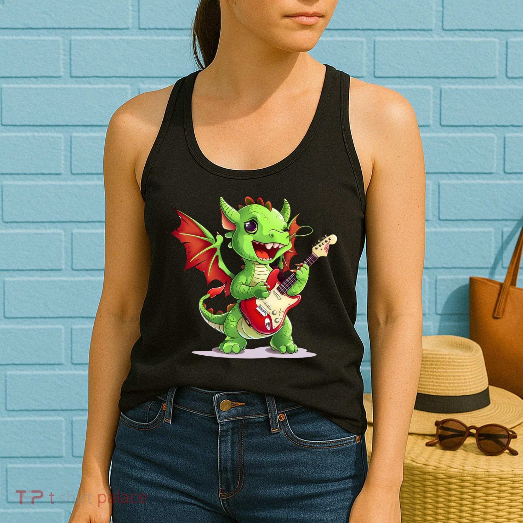 Fun Dragon Costume For Guitarists And Electric Guitar Lovers Women's Tank Top