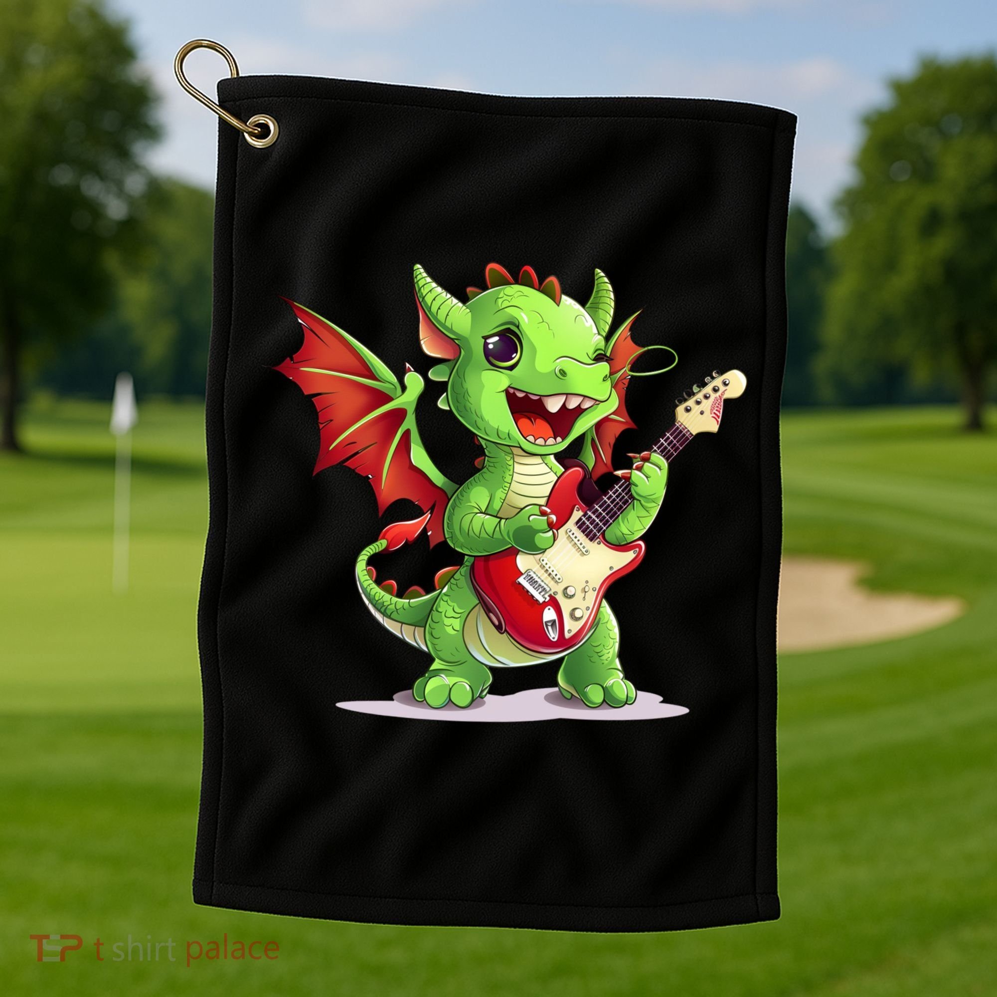 Fun Dragon Costume For Guitarists And Electric Guitar Lovers Golf Towel